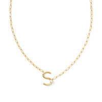 KENDRA SCOTT PEARL LETTER SHORT PENDANT NECKLACE