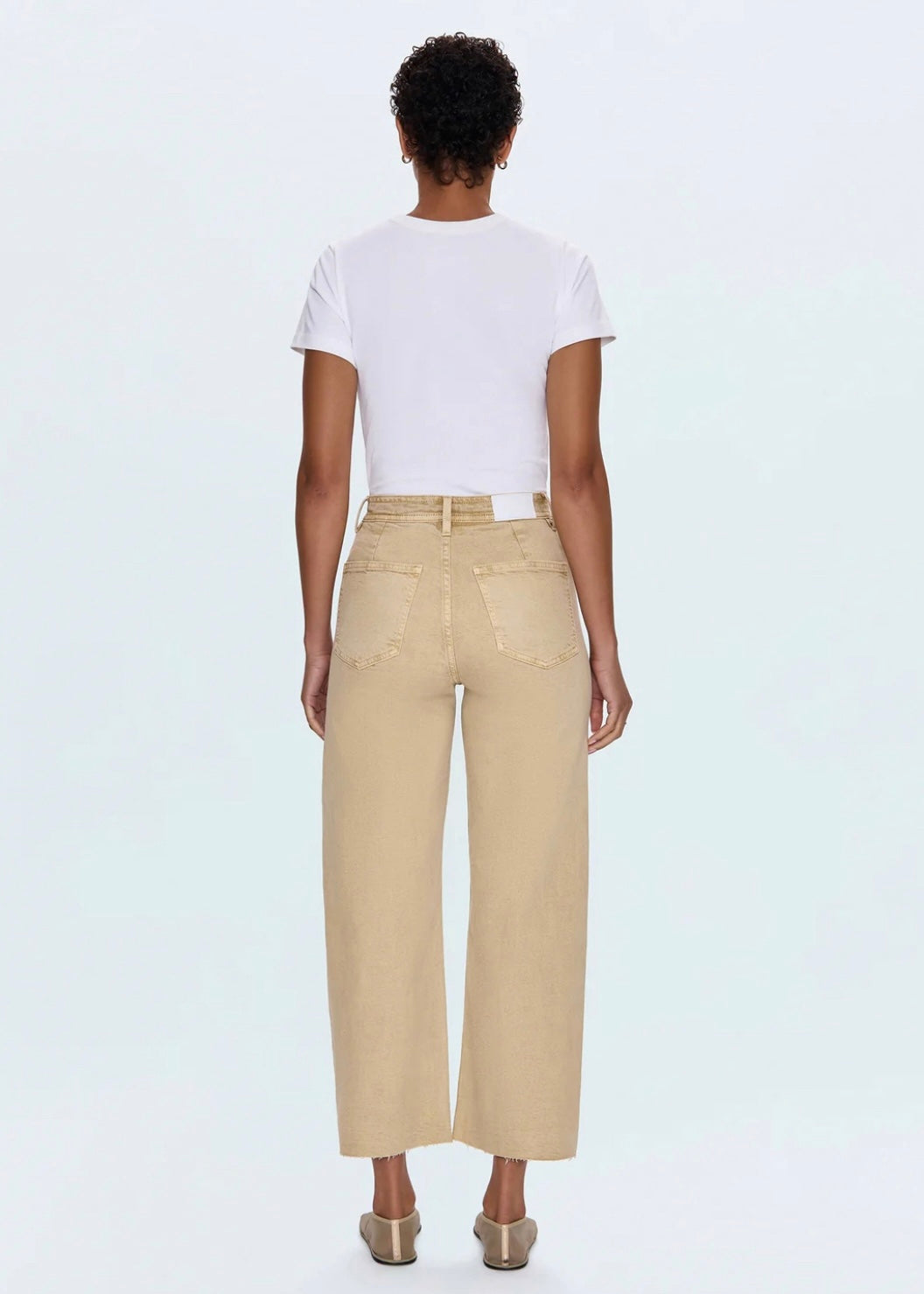 PISTOLA PENNY CROP HIGH RISE WIDE LEG JEAN - SAND DOLLAR