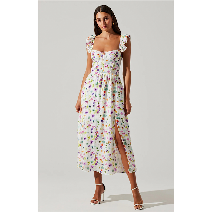 ASTR THE LABEL WEDELIA FLORAL BUSTIER MIDI DRESS