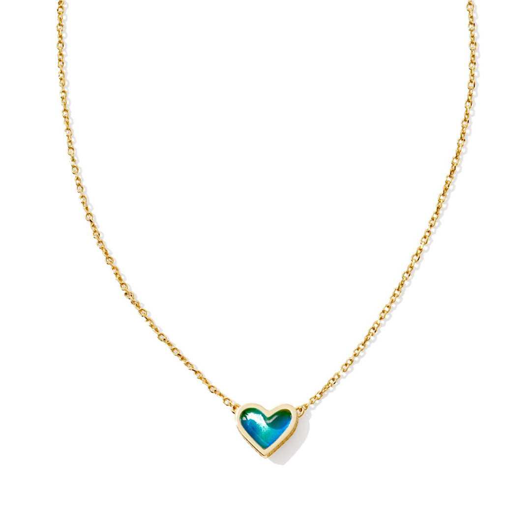 KENDRA SCOTT FRAMED ARI HEART SHORT PENDANT NECKLACE - MOOD STONE