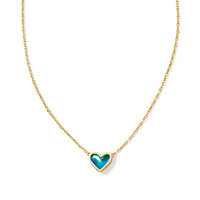 KENDRA SCOTT FRAMED ARI HEART SHORT PENDANT NECKLACE - MOOD STONE