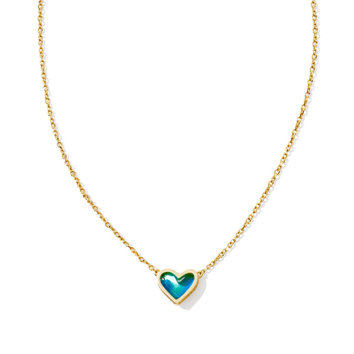 KENDRA SCOTT FRAMED ARI HEART SHORT PENDANT NECKLACE - MOOD STONE