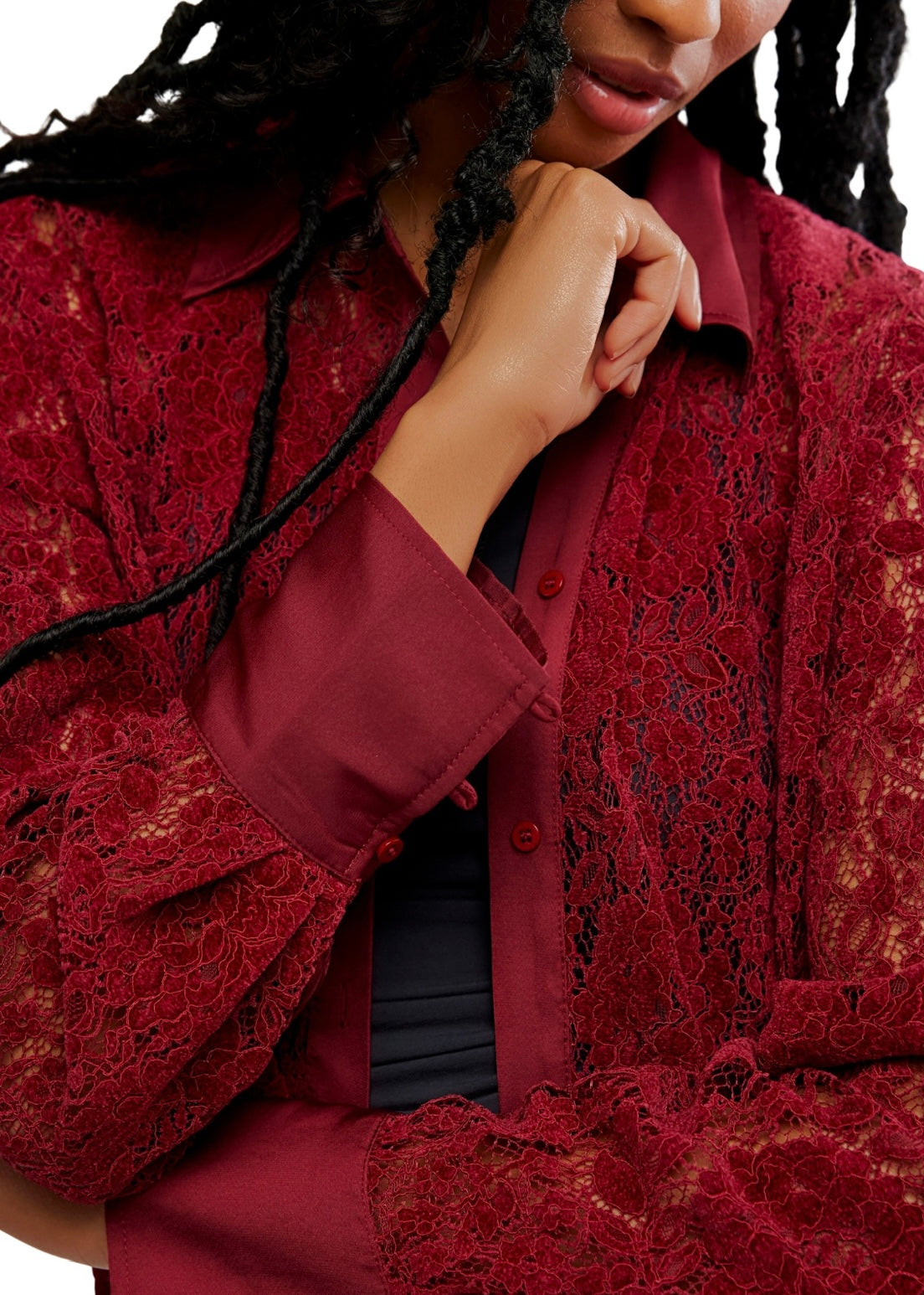 FREE PEOPLE FAITH BUTTONDOWN - CABERNET