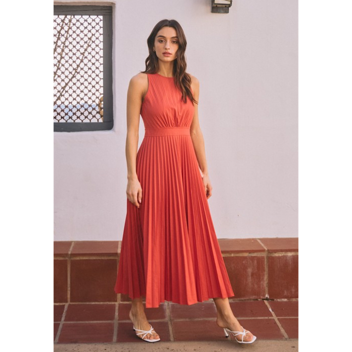 THE EVA PLEATED MIDI DRESS