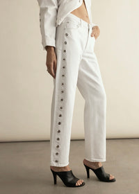 PISTOLA LEXI MID RISE BOWED STRAIGHT JEAN - VIVID WHITE