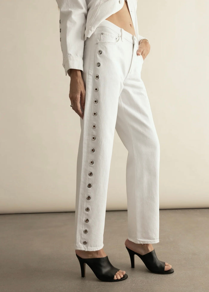 PISTOLA LEXI MID RISE BOWED STRAIGHT JEAN - VIVID WHITE