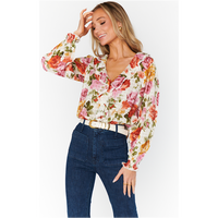 SHOW ME YOUR MUMU LYDIA RUFFLE TOP - IVORY HILLSIDE FLORAL