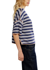 FREE PEOPLE CLEAN RUGBY TEE - NAVY COMBO