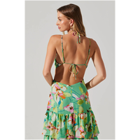 ASTR THE LABEL ANEIRA FLORAL TIERED MAXI DRESS - GREEN PINK MULTI