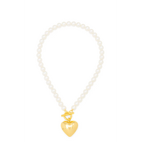 HEART CHARM PEARL NECKLACE
