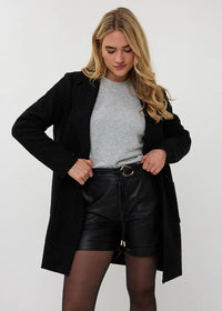 ESQUALO LONG BOUCLE CARDIGAN - BLACK