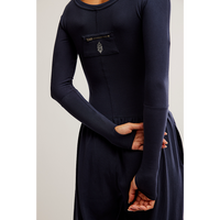 FREE PEOPLE MOVEMENT HOT SHOT  WIDE LEG ONESIE - MIDNIGHT NAVY