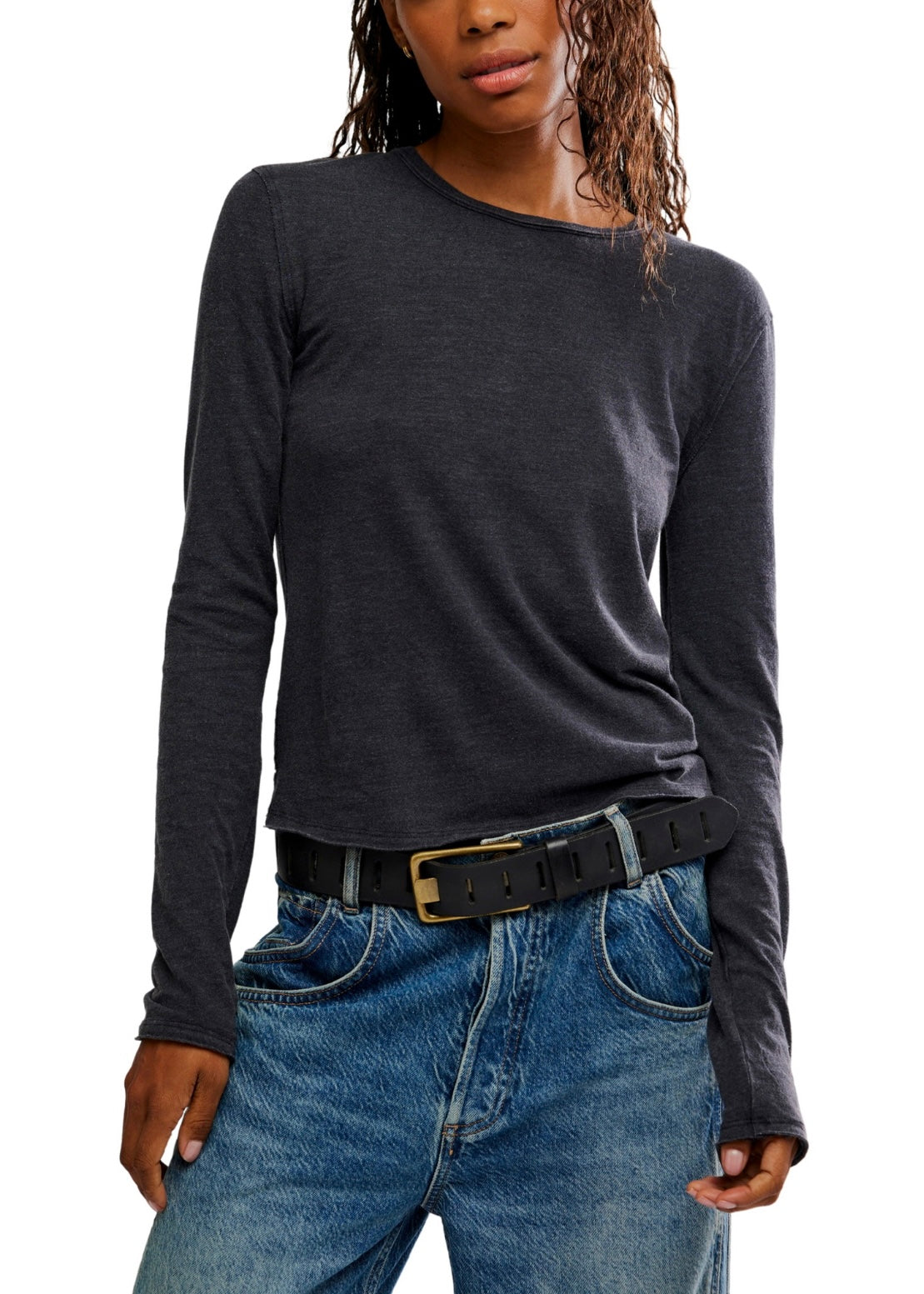 FREE PEOPLE NOVA LONG SLEEVE TEE - BLACK