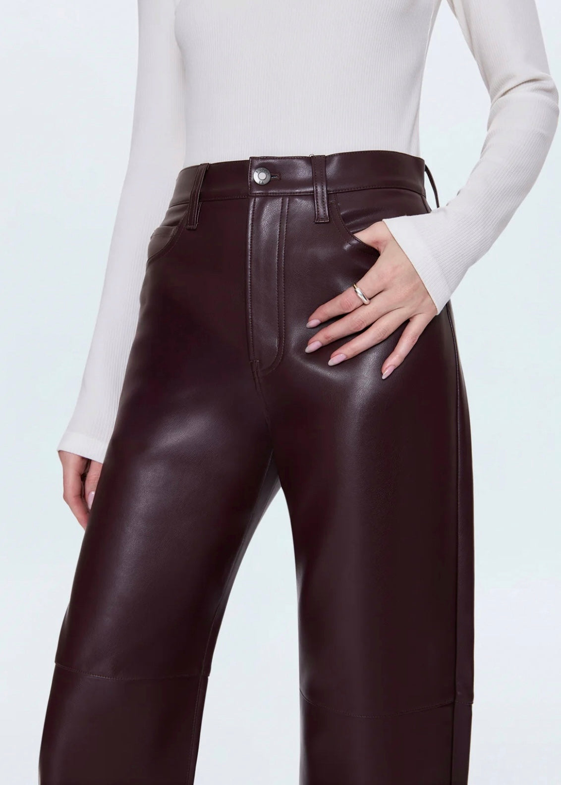 PISTOLA JETT HIGH RISE BOWED STRAIGHT PANT - CABERNET