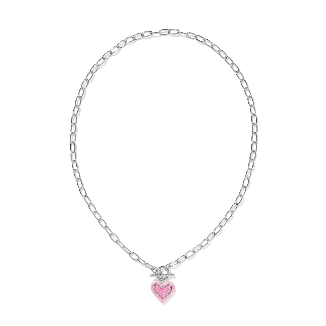 KENDRA SCOTT ARI HEART ENAMEL FRAME LINK AND CHAIN NECKLACE