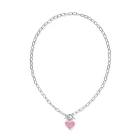 KENDRA SCOTT ARI HEART ENAMEL FRAME LINK AND CHAIN NECKLACE