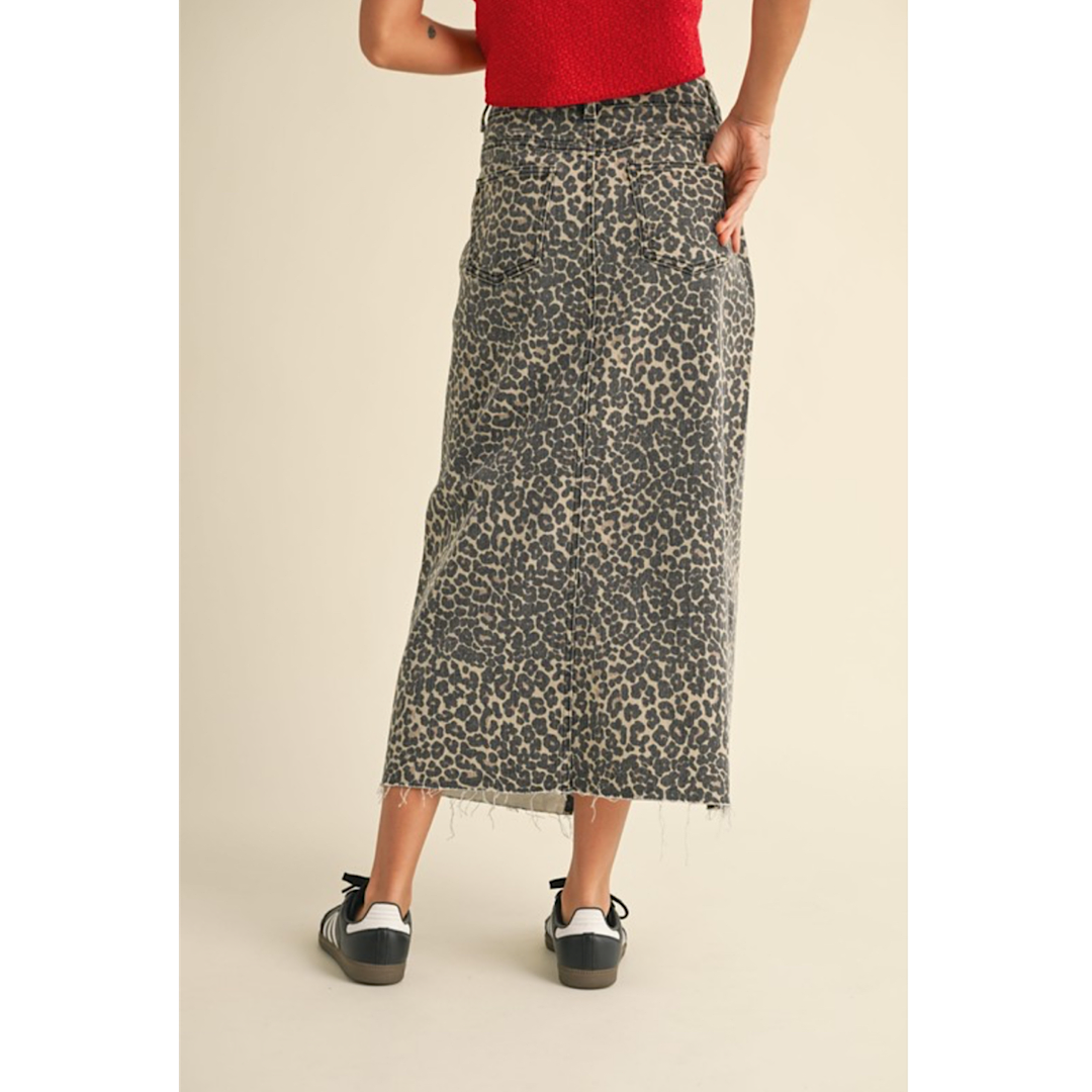 LET IT GO LEOPARD MIDI SKIRT