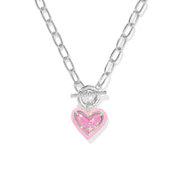 KENDRA SCOTT ARI HEART ENAMEL FRAME LINK AND CHAIN NECKLACE