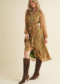 THE HALL FLORAL MIDI DRESS