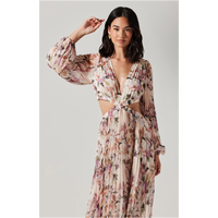 ASTR THE LABEL REVERY FLORAL LONG SLEEVE MAXI DRESS - CREAM PINK FLORAL