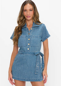 SHOW ME YOUR MUMU STATESIDE ROMPER - HAZY BLUE