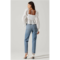ASTR THE LABEL BARSTOW PUFF SLEEVE TOP - WHITE