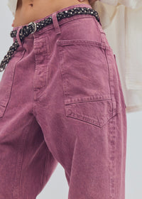 FREE PEOPLE MINIMALIST MOXIE BOYFRIEND BARREL JEANS - CRUSHED BERRY