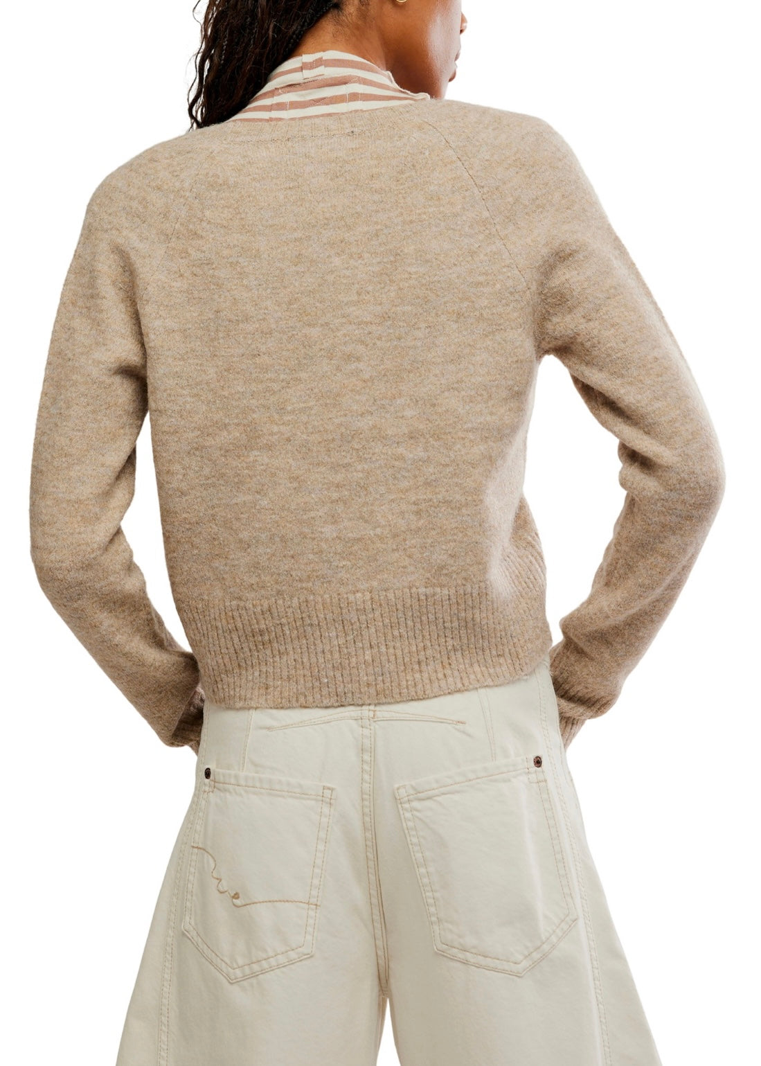 FREE PEOPLE SCHOOL GIRL CARDIGAN - FEATHER GREY MELANGE