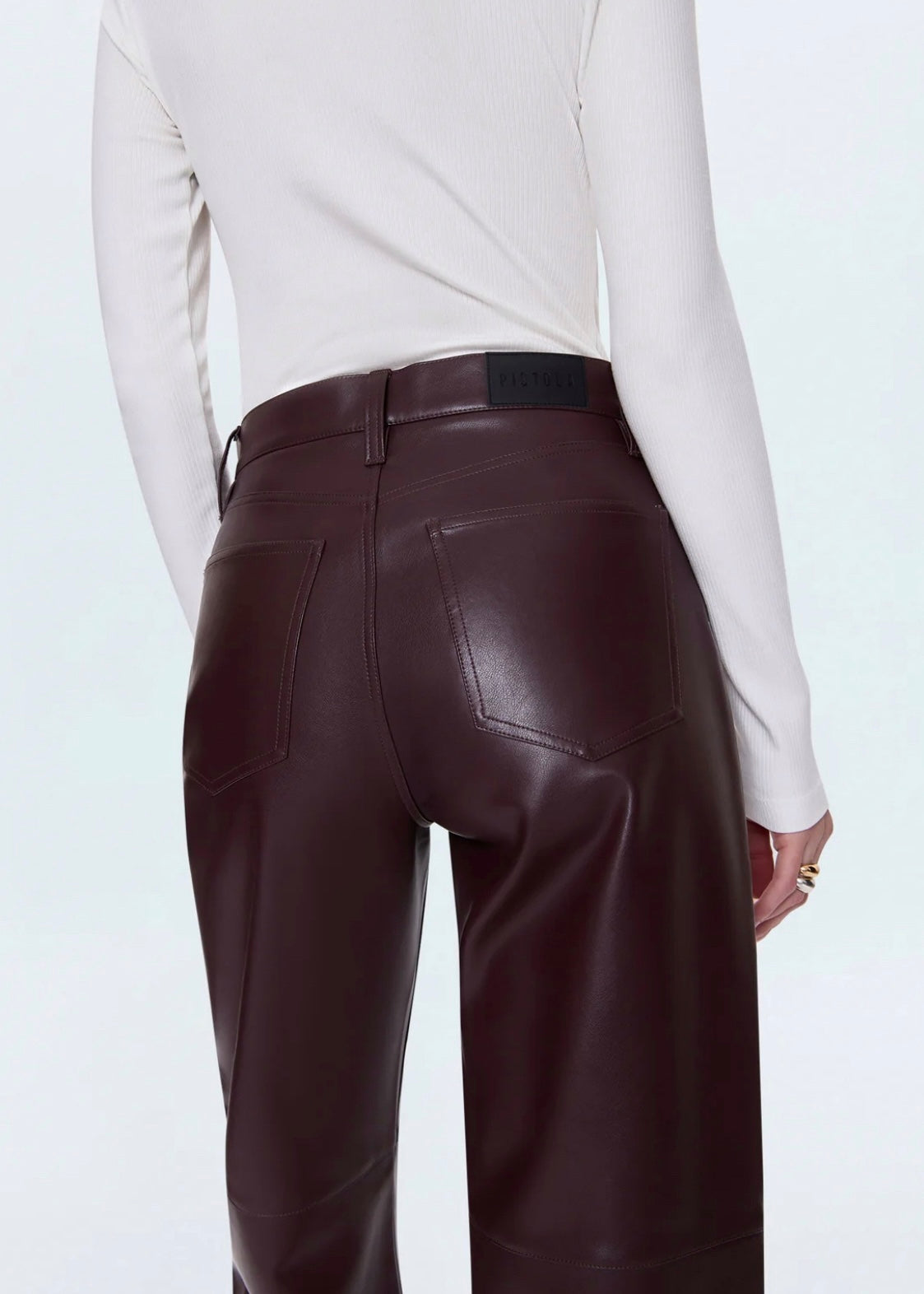 PISTOLA JETT HIGH RISE BOWED STRAIGHT PANT - CABERNET