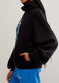 FREE PEOPLE MOVEMENT ON YOUR MARK LOGO MOCK NECK PULLOVER - BLACK COMBO