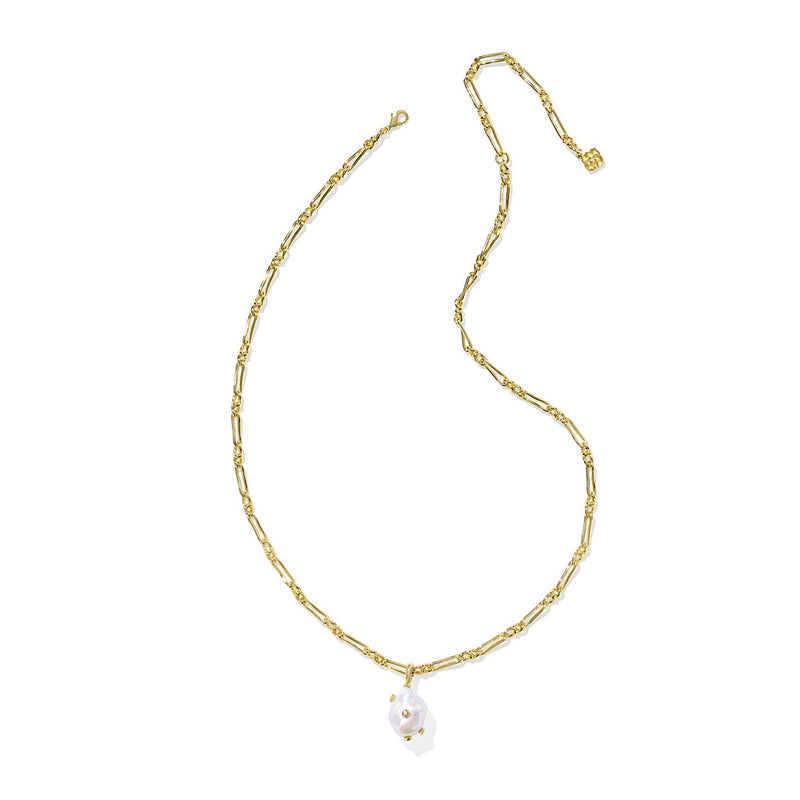 KENDRA SCOTT MELODY SMALL LONG PENDANT NECKLACE - GOLD FRESHWATER CULTURED PEARL