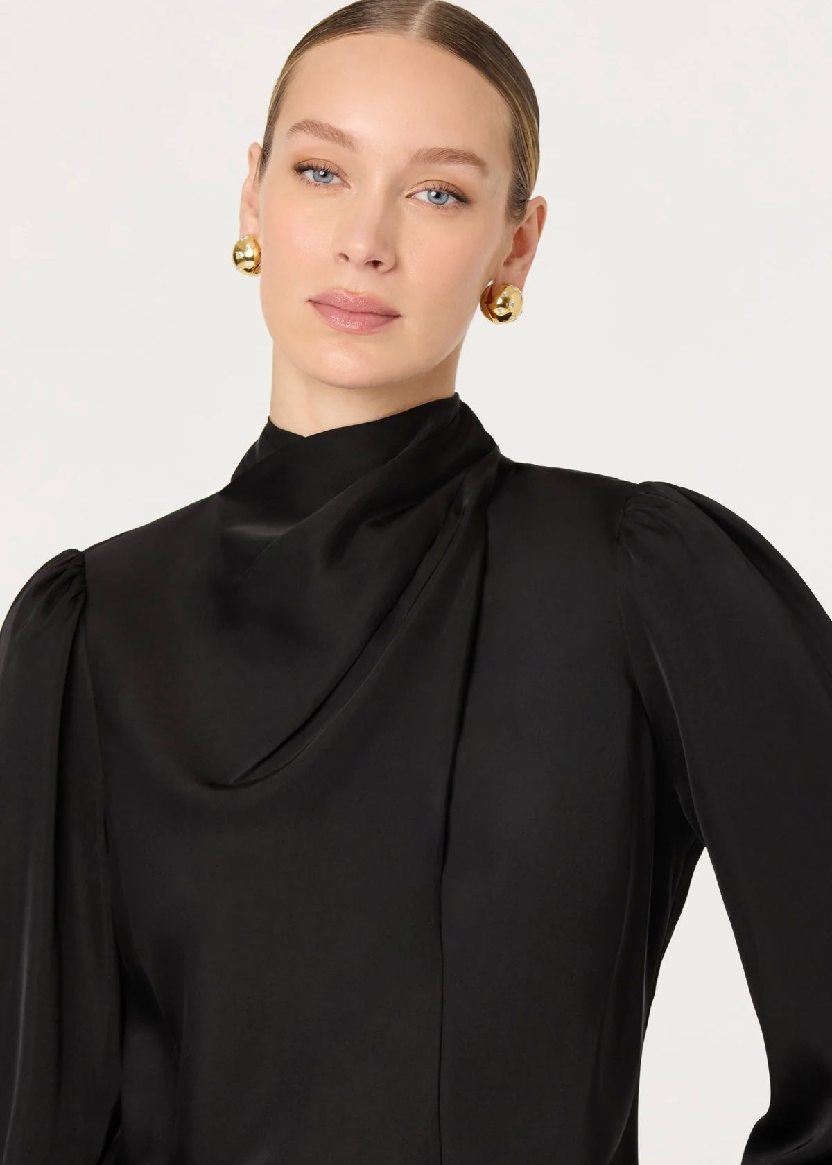 ASTR THE LABEL IVONNE HIGH-NECK SATIN TOP