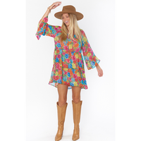 SHOW ME YOUR MUMU VIOLA MINI DRESS - BRIGHT FLORAL SOIREE