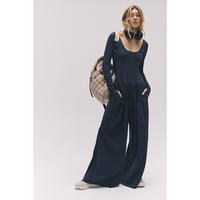 FREE PEOPLE MOVEMENT HOT SHOT  WIDE LEG ONESIE - MIDNIGHT NAVY