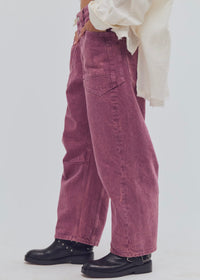 FREE PEOPLE MINIMALIST MOXIE BOYFRIEND BARREL JEANS - CRUSHED BERRY