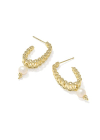 KENDRA SCOTT GABRIELLA PEARL HOOP EARRINGS - GOLD