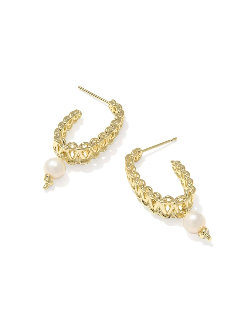 KENDRA SCOTT GABRIELLA PEARL HOOP EARRINGS - GOLD