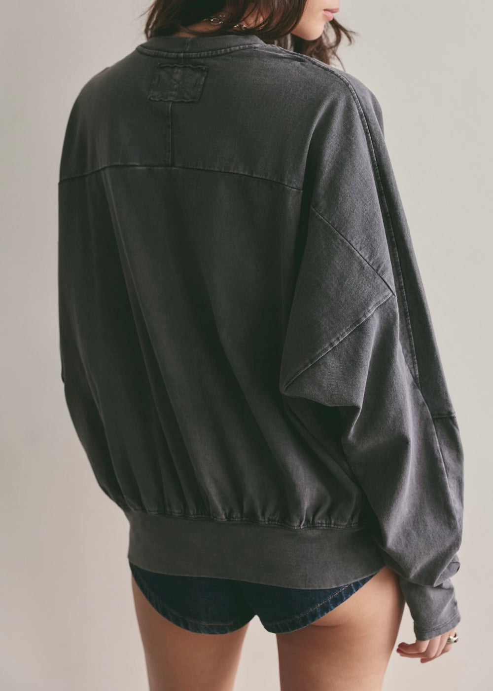 FREE PEOPLE EPIC LONG SLEEVE TOP - WASHED BLACK