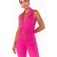 SHOW ME YOUR MUMU JACKSONVILLE CROPPED JUMPSUIT - HOT PINK DENIM