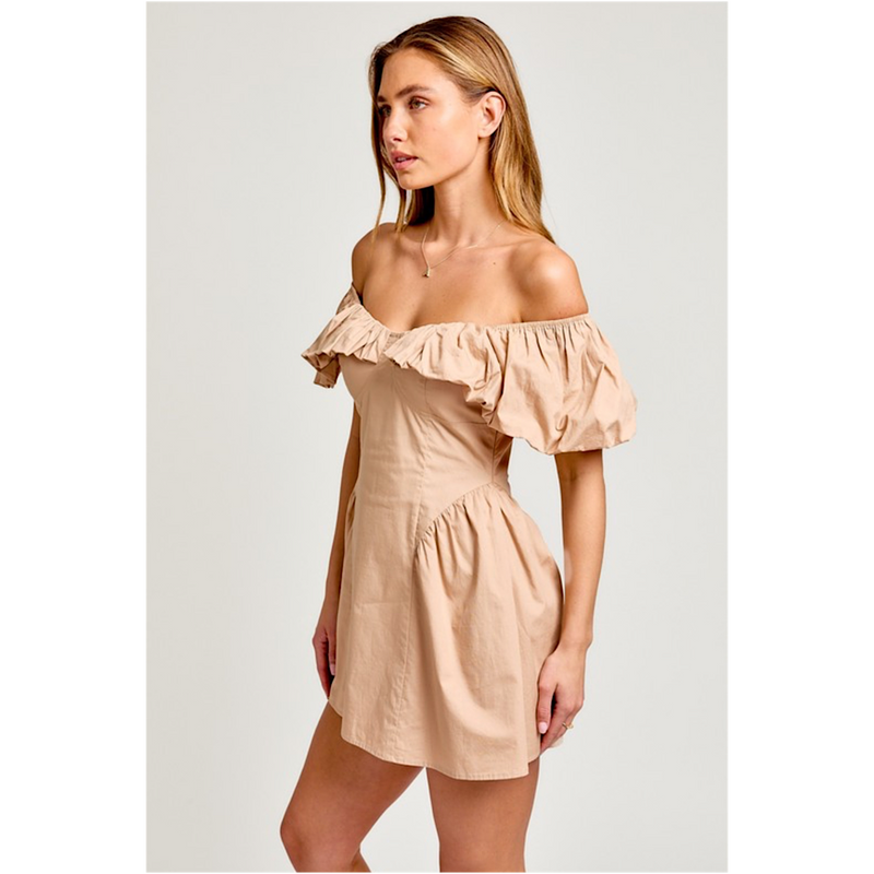 CAN I STAY PUFF SLEEVE DRESS