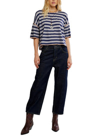 FREE PEOPLE CLEAN RUGBY TEE - NAVY COMBO