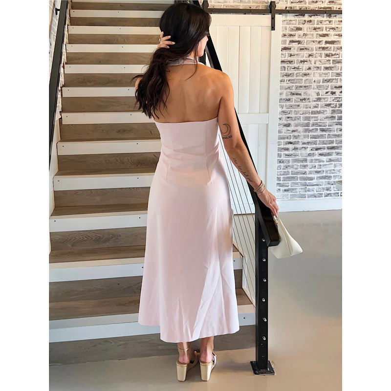 SOUTHERN CHARM HALTER MIDI DRESS