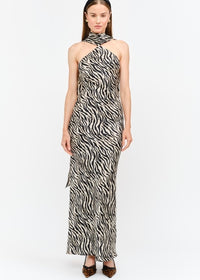 FREE PEOPLE MAGGIE ZEBRA MAXI DRESS WITH SCARF
