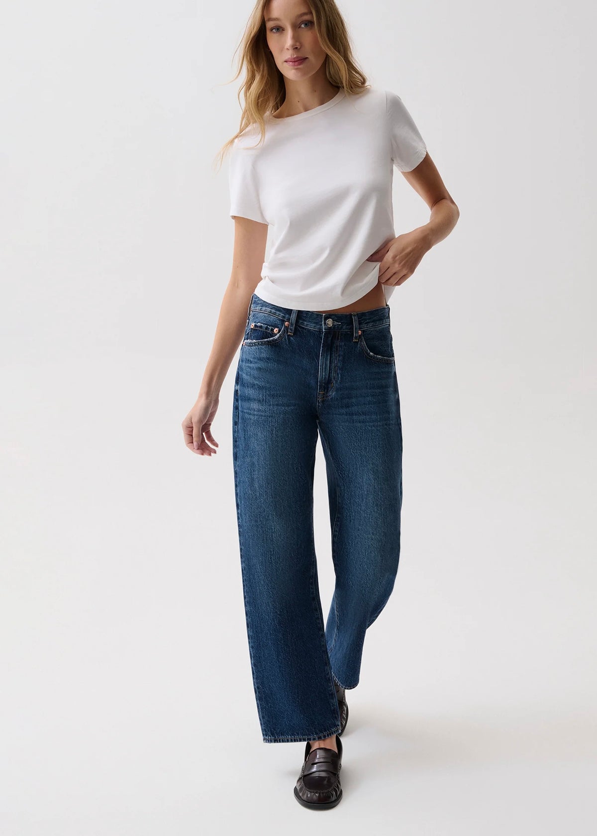 PISTOLA LEXI MID RISE BOWED STRAIGHT JEAN - MOONWAVE