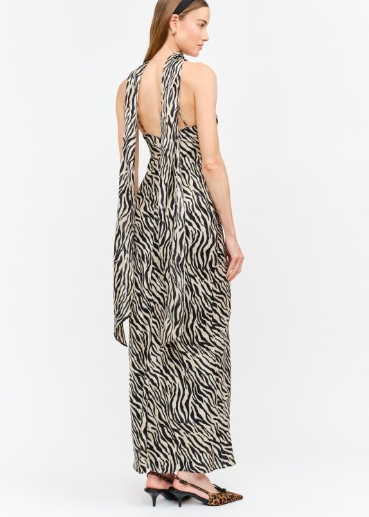 FREE PEOPLE MAGGIE ZEBRA MAXI DRESS WITH SCARF