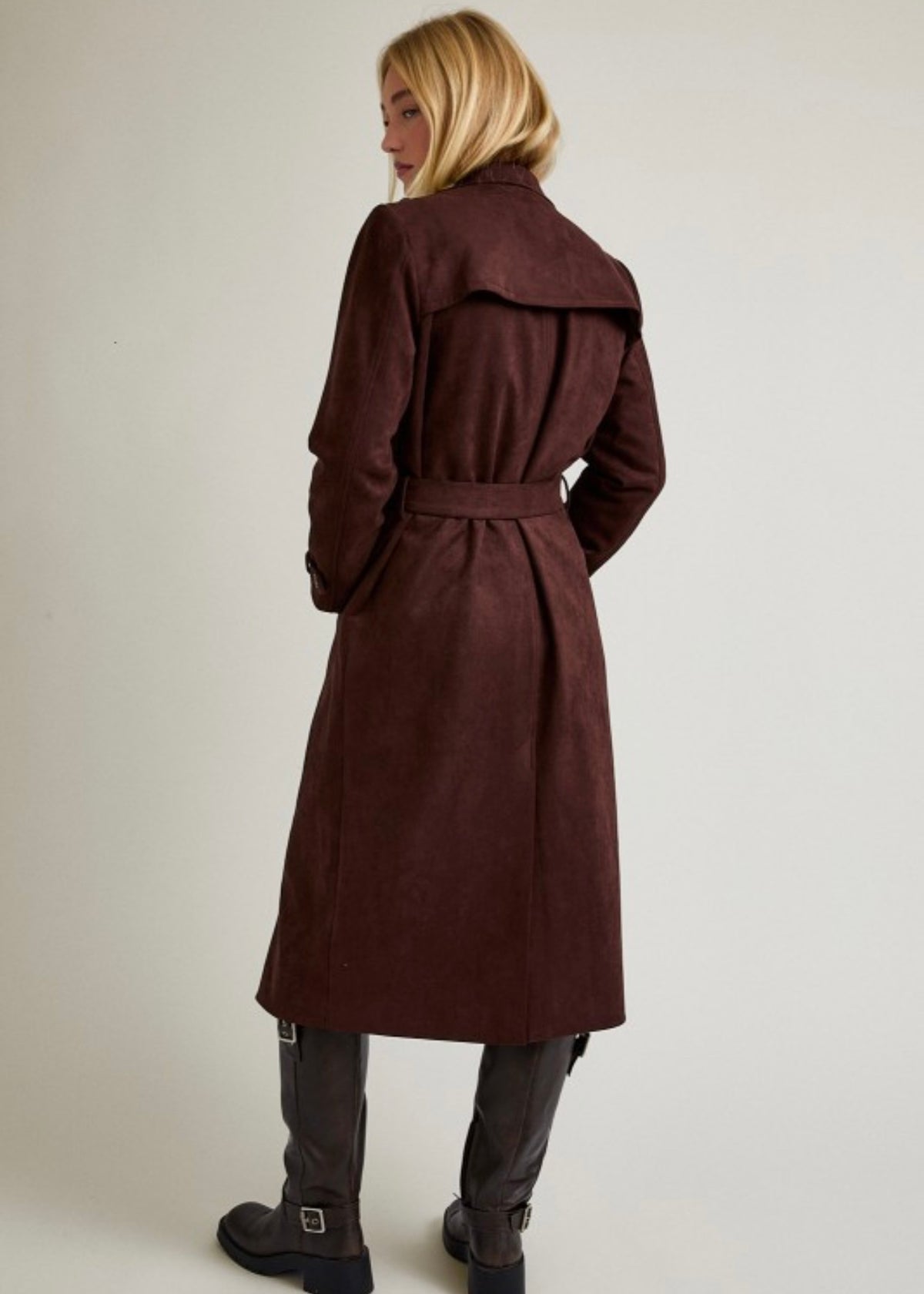 NO SUNSHINE SUEDE TRENCH COAT