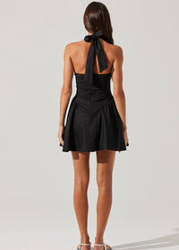 ASTR THE LABEL MEANA V-NECK HALTER MINI DRESS - BLACK