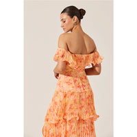 ASTR THE LABEL WILDER PLEATED MAXI DRESS - CORAL FLORAL