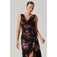 ASTR THE LABEL CECILIA DRESS - BLACK PURPLE FLORAL