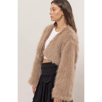 FAKING IT FAUX FUR CROPPED JACKET